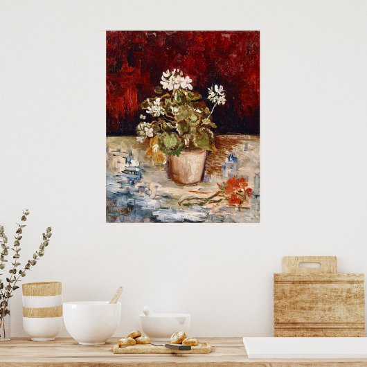 Van Gogh Still Life Pot of Geraniums  Poster (Keuken)