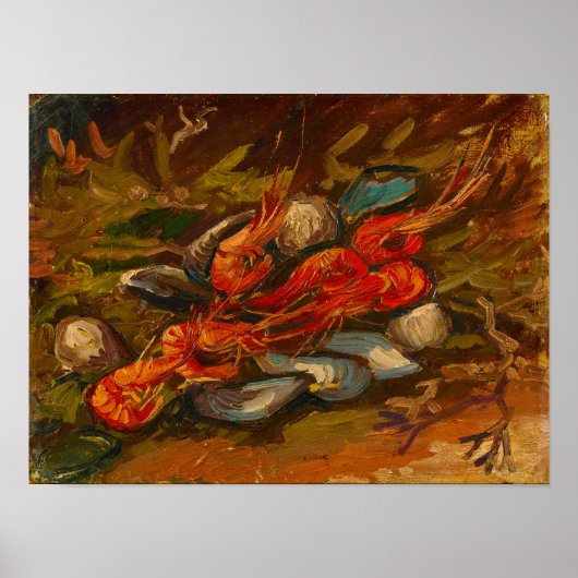 Van Gogh Still Life Prawns and Other Mussels  Poster (Voorkant)
