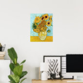 van Gogh still Life Vase met twaalf zonnebloemen Poster (Thuiskantoor)