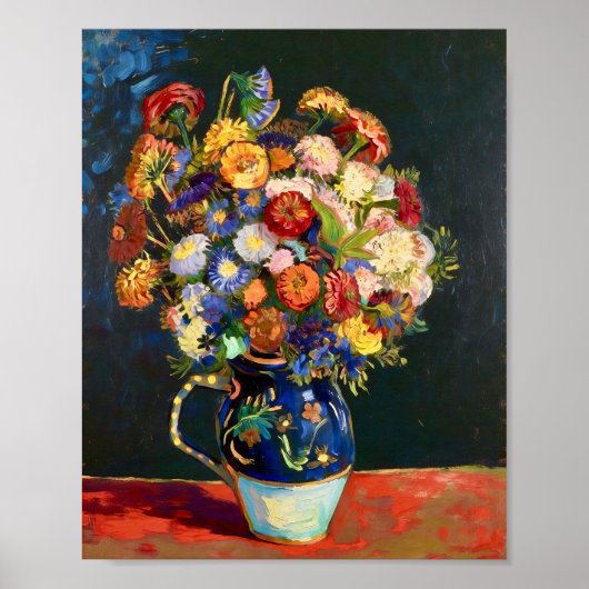 Van Gogh Still Life Vase with Zinnias Poster (Voorkant)