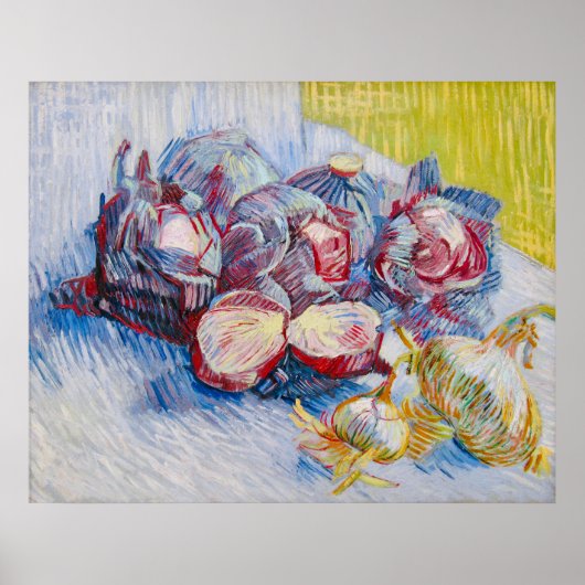Van Gogh Still Life with Cabbages and Onions Poster (Voorkant)