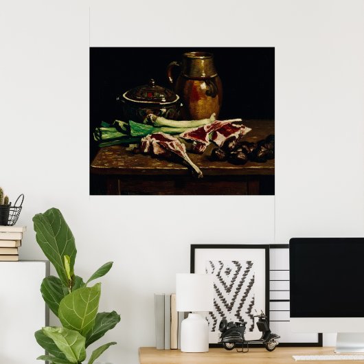 Van Gogh Still Life with Meat, Vegetables, Pottery Poster (Thuiskantoor)
