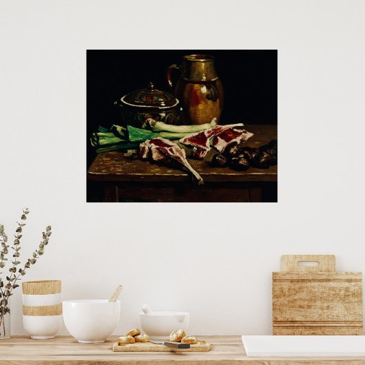Van Gogh Still Life with Meat, Vegetables, Pottery Poster (Keuken)