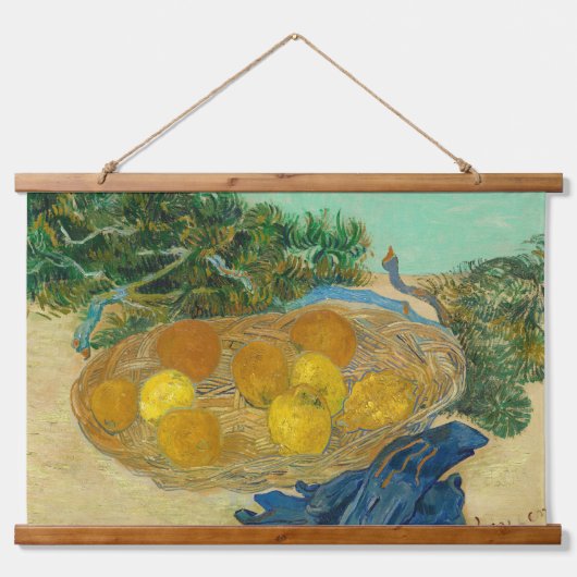 Van Gogh still Sinaasappels Lemons Old Art Wood Hangend Wandkleed (Voorkant)