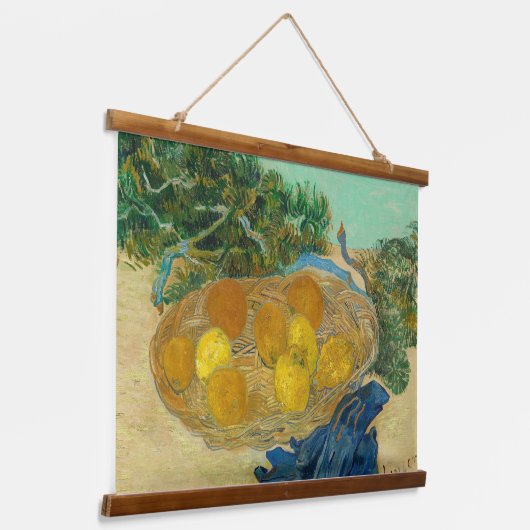 Van Gogh still Sinaasappels Lemons Old Art Wood Hangend Wandkleed (Gebogen)