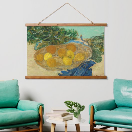 Van Gogh still Sinaasappels Lemons Old Art Wood Hangend Wandkleed (Woonkamer)
