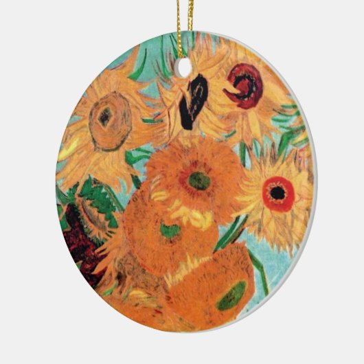 Van Gogh - stille levensfase met twaalf zonnebloem Keramisch Ornament (Links)