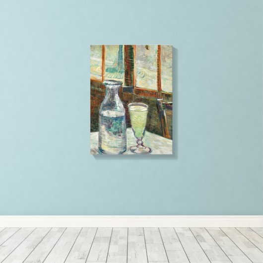 Van Gogh - Stilleven Glas Absint en Karaaf Canvas Afdruk (Insitu (Houten vloer))