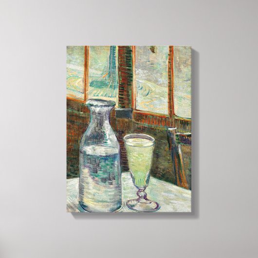 Van Gogh - Stilleven Glas Absint en Karaaf Canvas Afdruk (Voorkant)