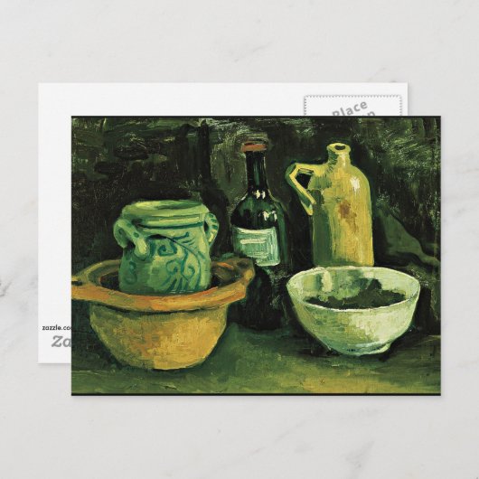 Van Gogh - Stilleven met aardewerk en twee flessen Briefkaart (Voorkant / Achterkant)