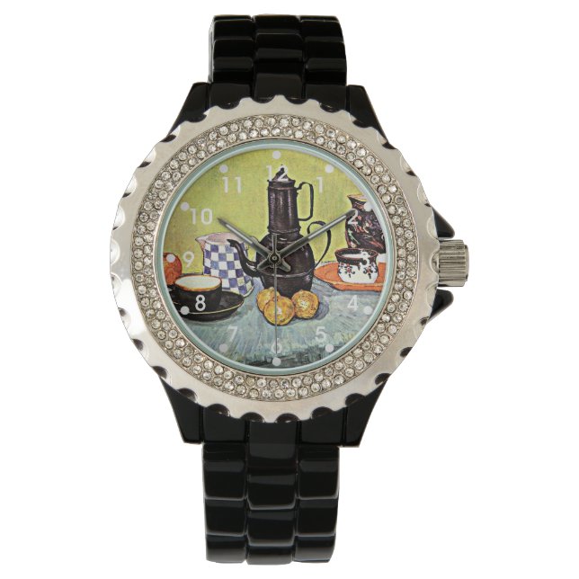 Van Gogh: Stilleven met blauwe emaille koffiepot Horloge (Voorkant)