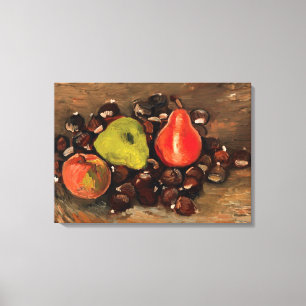 Van Gogh - Stilleven met fruit en kastanjes Canvas Afdruk