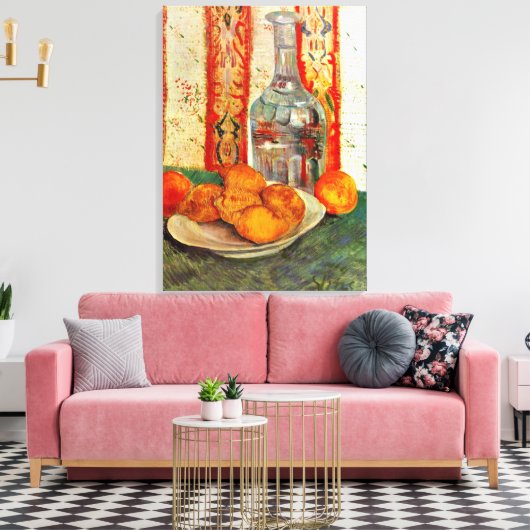 Van Gogh - Stilleven met karaf & citrusvruchten Canvas Afdruk (Insitu (Woonkamer))