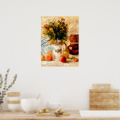 Van Gogh - Stilleven met koffie en bloemen Poster (Keuken)