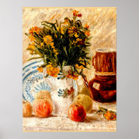 Van Gogh - Stilleven met koffie en bloemen