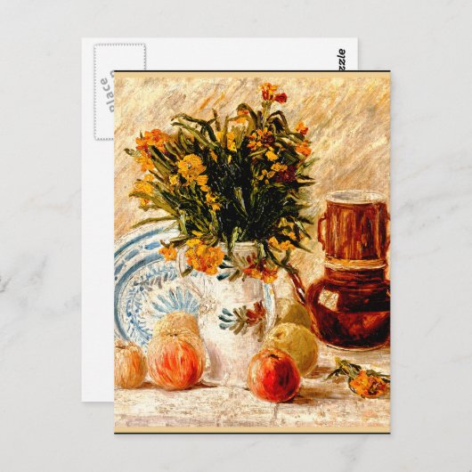 Van Gogh - Stilleven met koffiepot en bloemen Briefkaart (Voorkant / Achterkant)