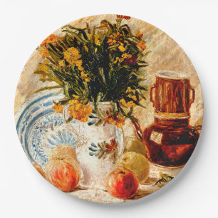 Van Gogh - Stilleven met koffiepot en bloemen Papieren Bordje