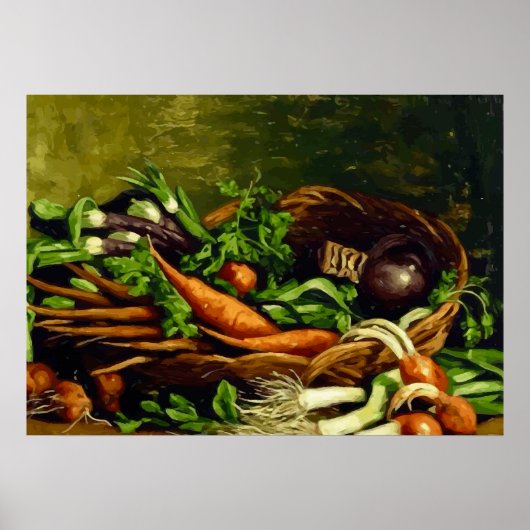 Van Gogh Stilleven met mand groenten Poster (Voorkant)