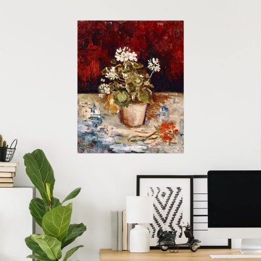 Van Gogh Stilleven met pot geraniums Poster (Thuiskantoor)