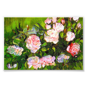 Van Gogh Stilleven met roze rozen Foto Afdruk