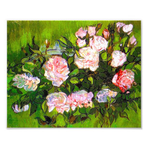 Van Gogh Stilleven met roze rozen Foto Afdruk