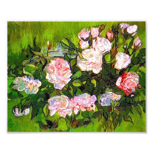 Van Gogh Stilleven met roze rozen Foto Afdruk (Voorkant)