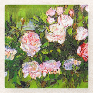 Van Gogh Stilleven met roze rozen Glazen Onderzetter
