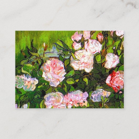 Van Gogh Stilleven met roze rozen Informatiekaartje (Voorkant)
