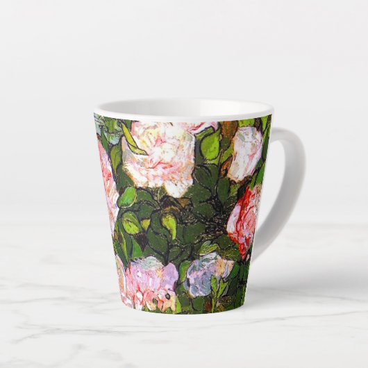 Van Gogh Stilleven met roze rozen Latte Mok (Rechterhoek)