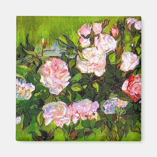 Van Gogh Stilleven met roze rozen Magneet (Voorkant)
