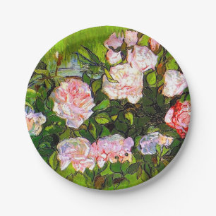 Van Gogh Stilleven met roze rozen Papieren Bordje