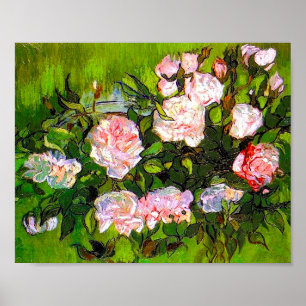 Van Gogh Stilleven met roze rozen Poster