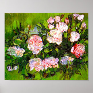 Van Gogh Stilleven met roze rozen Poster