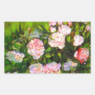Van Gogh Stilleven met roze rozen Rechthoekige Sticker
