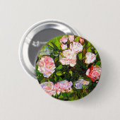 Van Gogh Stilleven met roze rozen Ronde Button 5,7 Cm (Voorkant /achterkant)