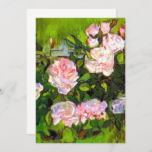 Van Gogh Stilleven met roze rozen Save The Date (Voorkant / Achterkant)