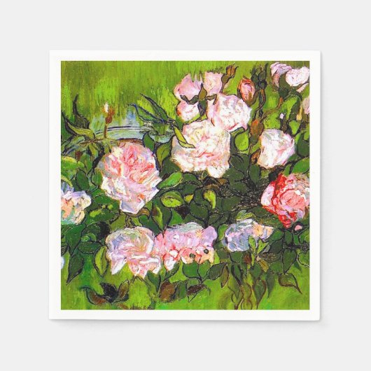 Van Gogh Stilleven met roze rozen Servet (Voorkant)