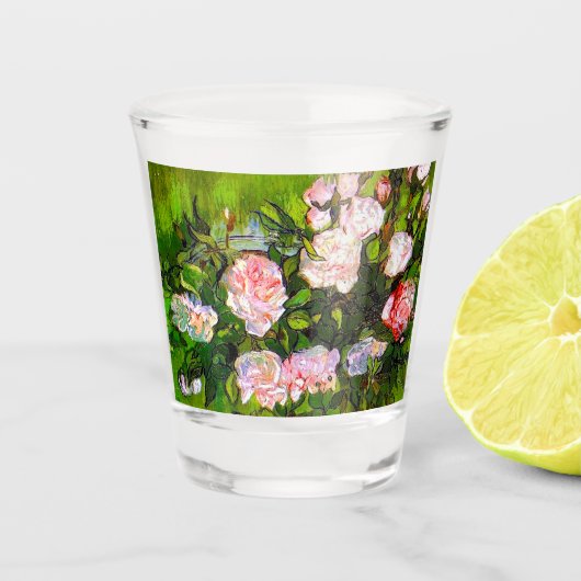 Van Gogh Stilleven met roze rozen Shot Glas (Voorkant)