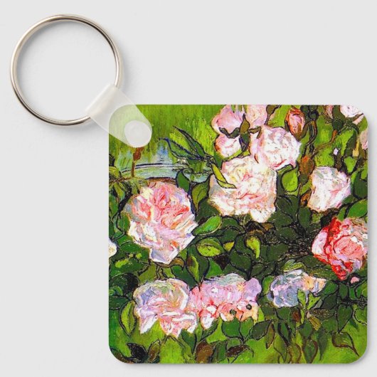 Van Gogh Stilleven met roze rozen Sleutelhanger (Voorkant)