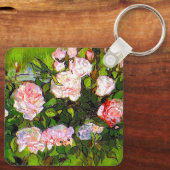 Van Gogh Stilleven met roze rozen Sleutelhanger (Achterkant)