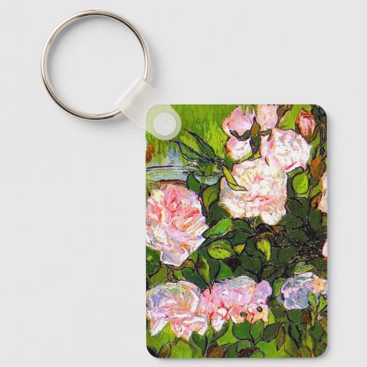 Van Gogh Stilleven met roze rozen Sleutelhanger (Voorkant)