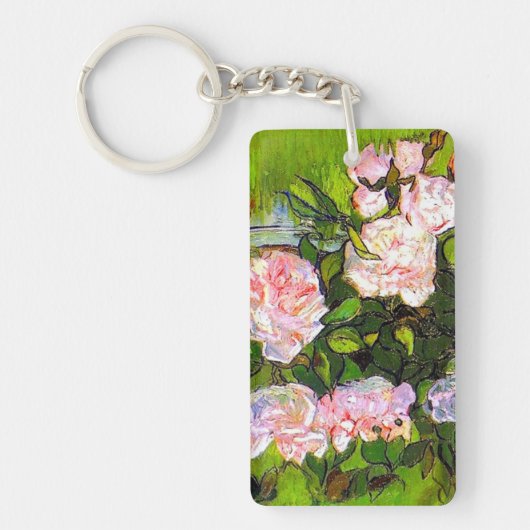 Van Gogh Stilleven met roze rozen Sleutelhanger (Voorkant)
