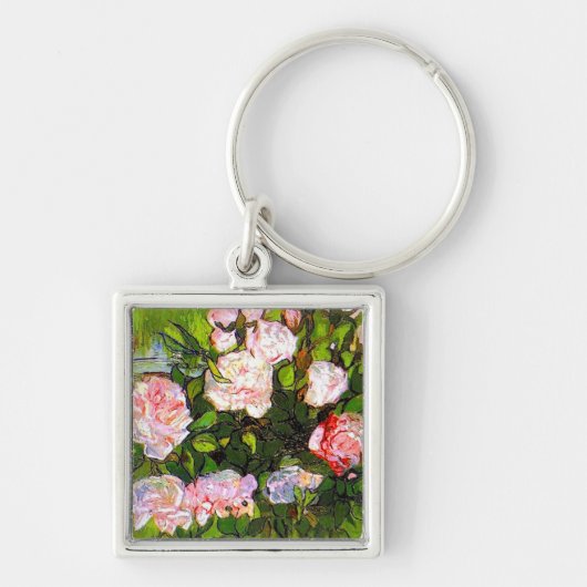 Van Gogh Stilleven met roze rozen Sleutelhanger (Voorkant)