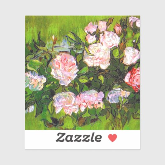 Van Gogh Stilleven met roze rozen Sticker (Vel)