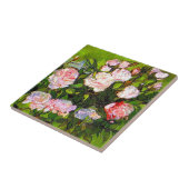 Van Gogh Stilleven met roze rozen Tegeltje (Zijkant)