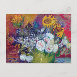 Van Gogh - Stilleven met rozen en zonnebloemen Briefkaart