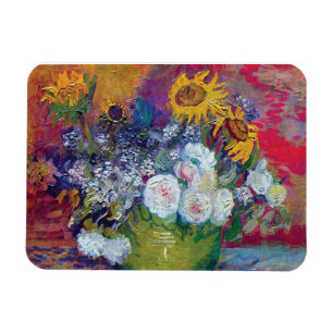 Van Gogh - Stilleven met rozen en zonnebloemen Magneet