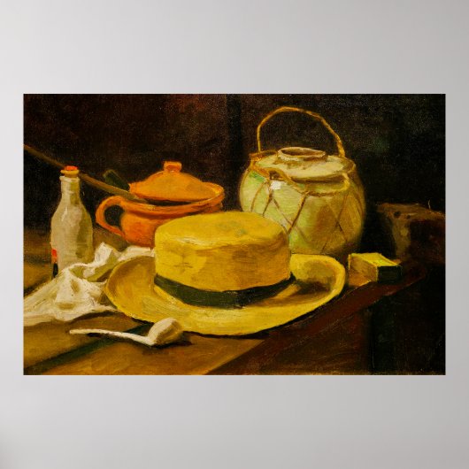 Van Gogh Stilleven met strohoed Poster (Voorkant)