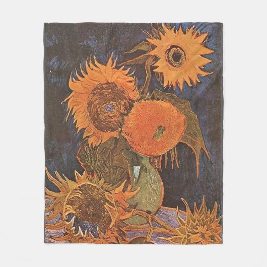 Van Gogh - Stilleven met vijf zonnebloemen, Fleece Deken (Voorkant)