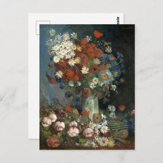 Van Gogh Stilleven met weide bloemen en Rozen Briefkaart (Voorkant / Achterkant)